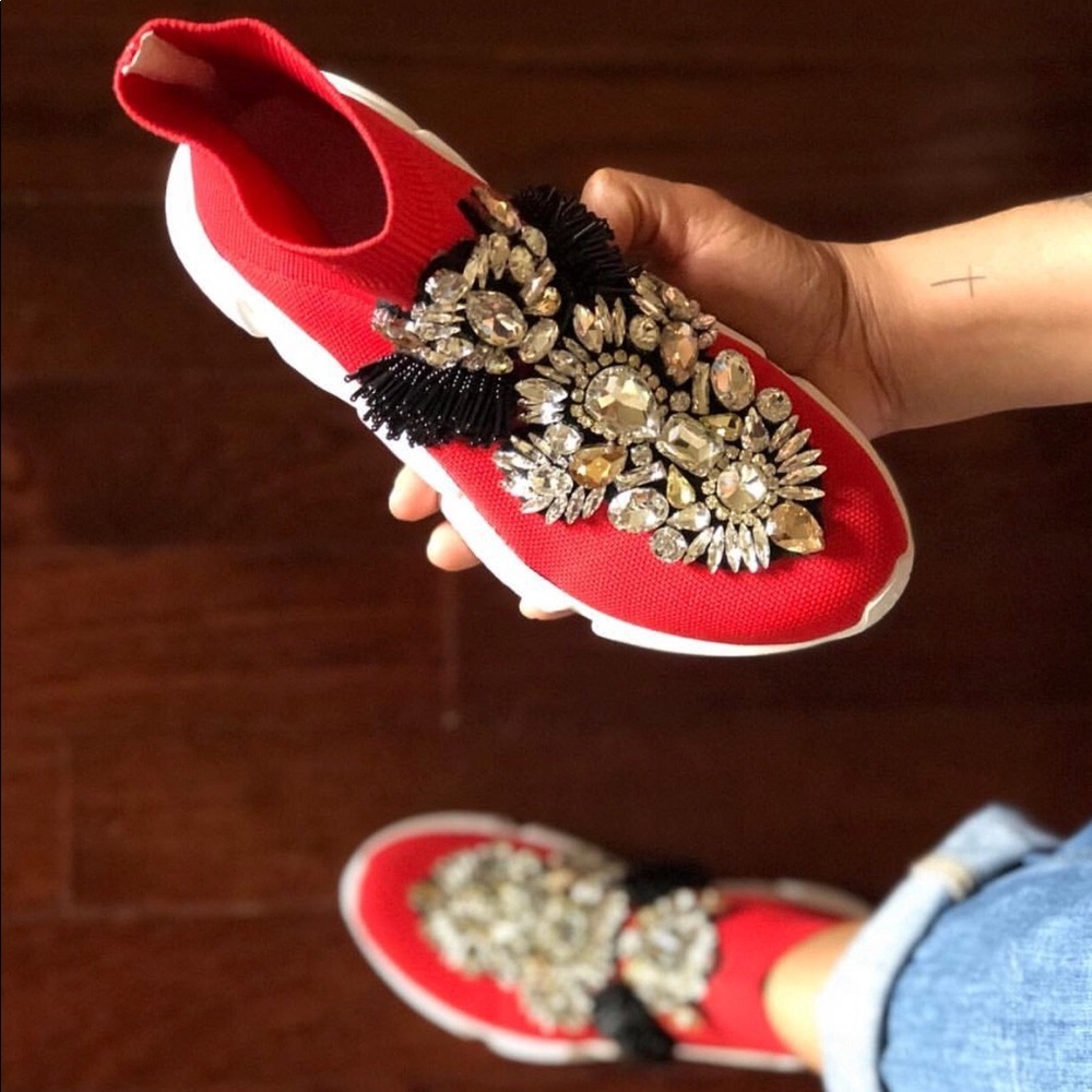 Red Bling Sock Sneaker